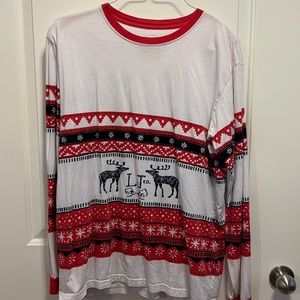 Cute Christmas winter sweater themed long sleeve tee